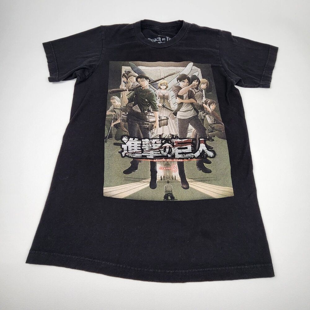 Attack On Titan Season 3 Anime Graphic T Shirt Black Small Double Sided